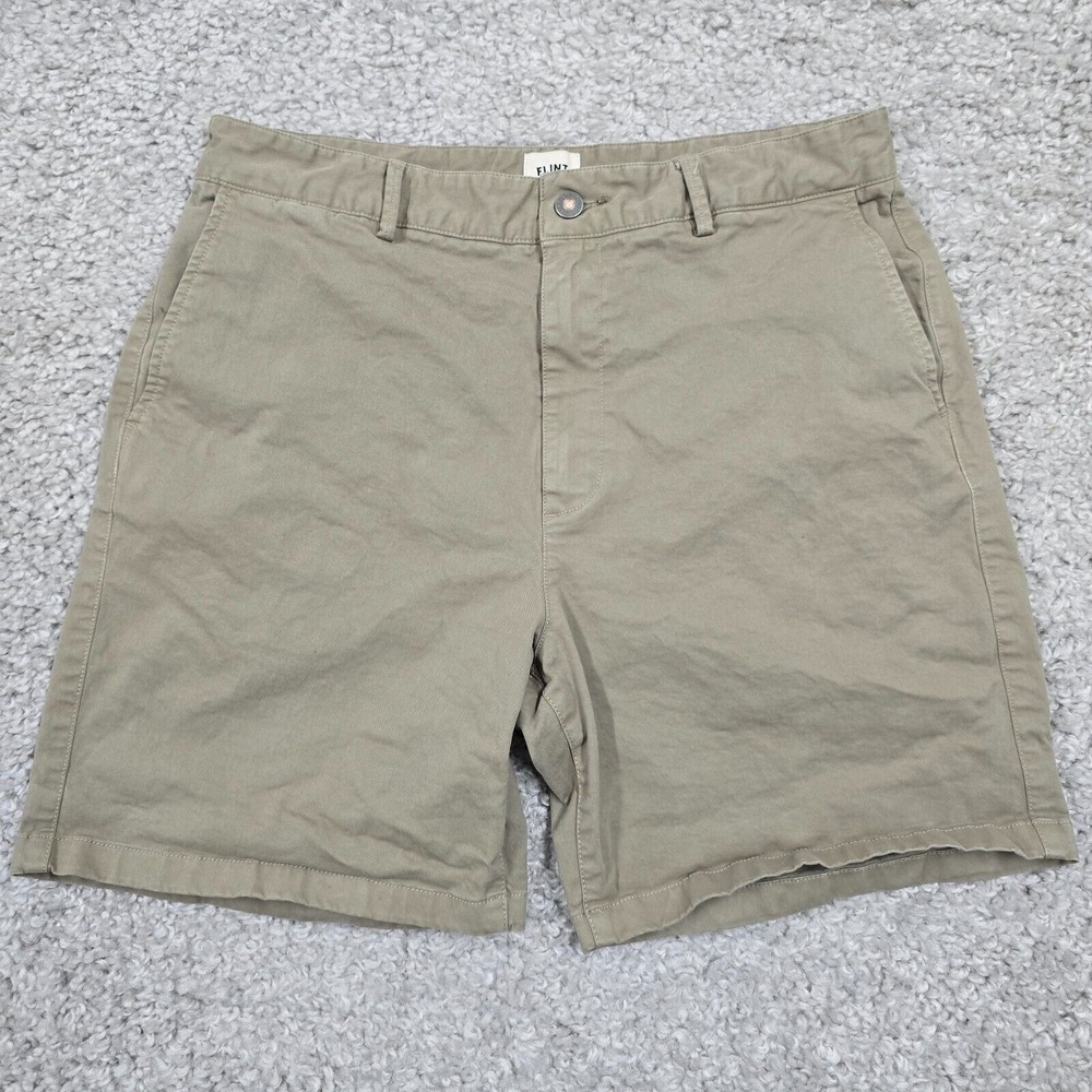 Flint and Tinder Mens‎ Beige Chino Shorts Flat Front Size 34 Casual Office